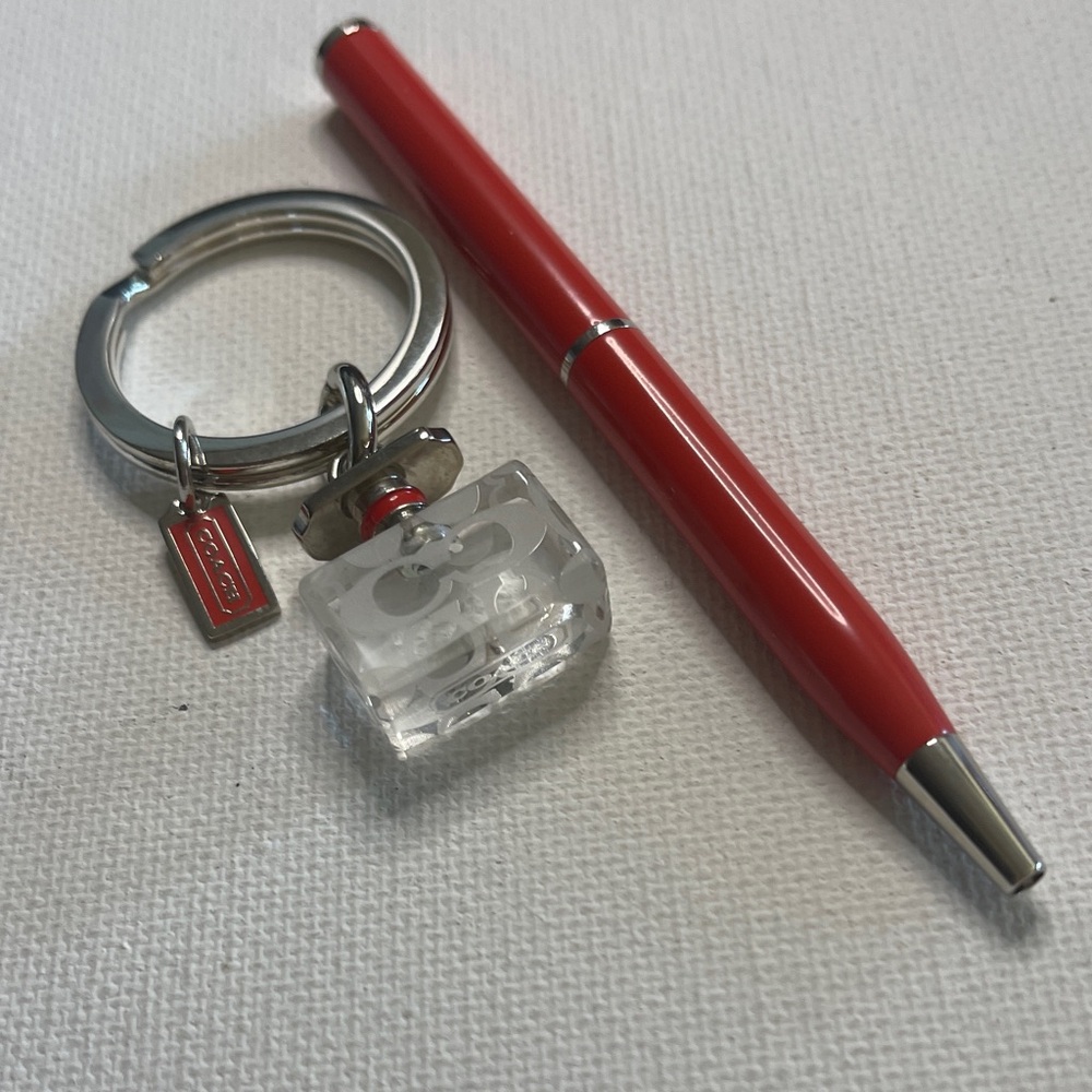 Coach Mini Perfume Bottle Keychain and Coach Pen Set